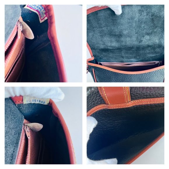 VINTAGE ALL WEATHER LEATHER LARGE EQUESTRIAN BAG BLACK TAN TRIM - Picture 13 of 13